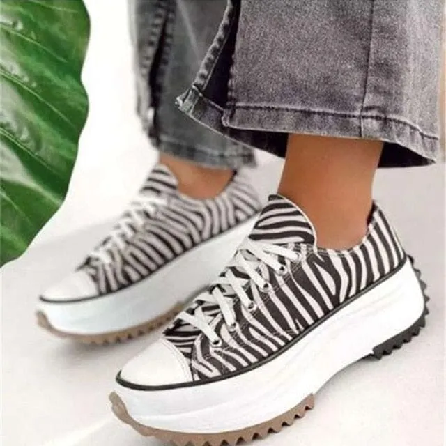 Zebra Pattern Canvas Women Sneakers